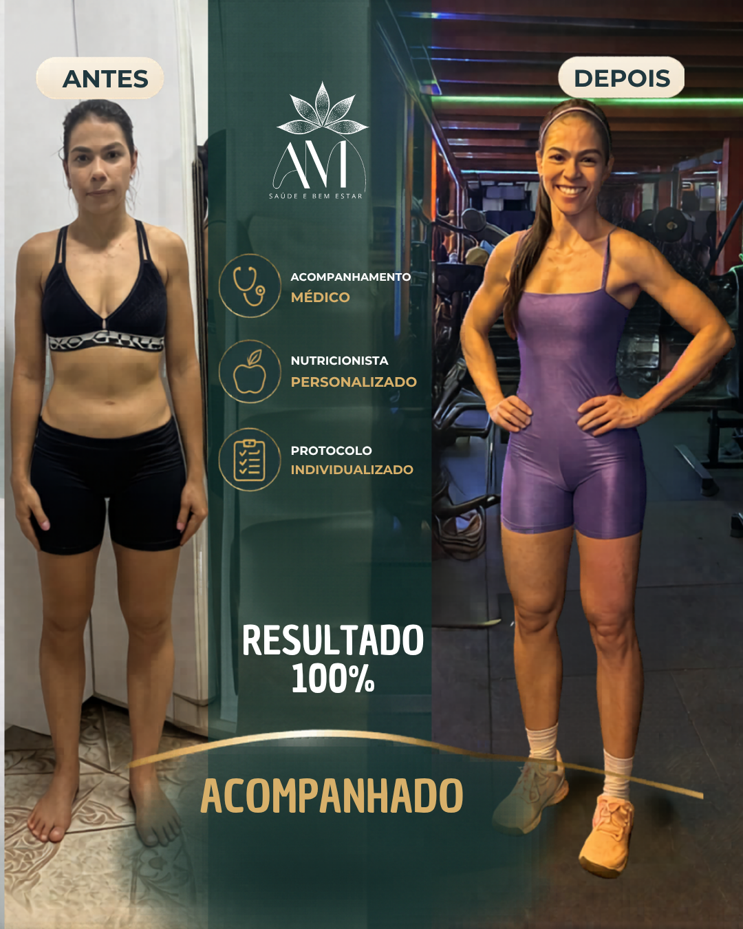 Resultado de paciente, antes e depois do tratamento