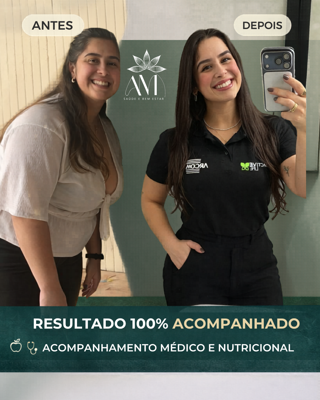 Resultado de paciente, antes e depois do tratamento